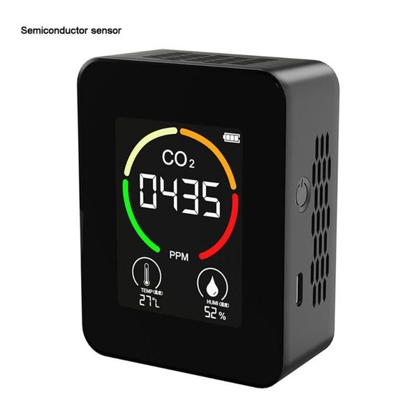 

smart home control air monitor co2 carbon dioxide detector greenhouse warehouse quality temperature humidity fast measurement black