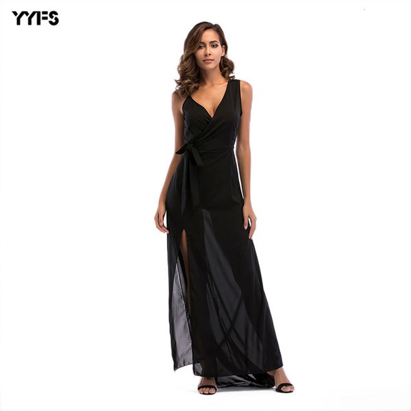 

long solid v-neck lace one shoulder strapls drs for women, White