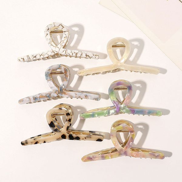 

women girl hair accessories acetate cross hairpins acrylic large hair claws french retro style mermaid color hair clips, Golden;silver