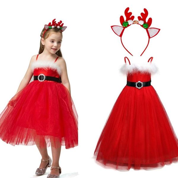

girl's dresses children velvet red kids clothing christmas party costume for girls birthday ball gown casual princess 3-8 yrs, Red;yellow