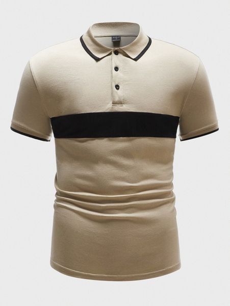 

men contrast panel polo shirt 30a8#, White;black
