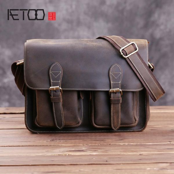 Bolsa de ombro de couro louco casual masculino HBP AETOO