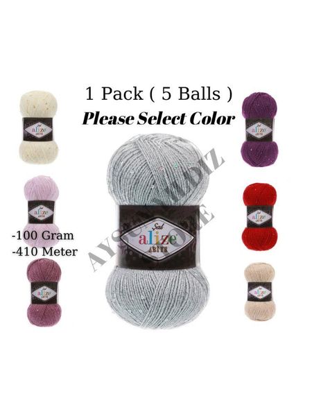 

yarn thread 1 pack ( 5 balls ) alize sal abiye knitting (%5 payet %5 tinsel %10 polyester %80 acrylic) crochet tool kit, Black;white