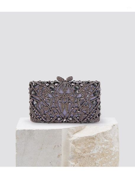 

evening bags xiyuan women grey crystal flower bag clutch party cocktail pink/red/gold rhinestone handbags bridal wedding purses1