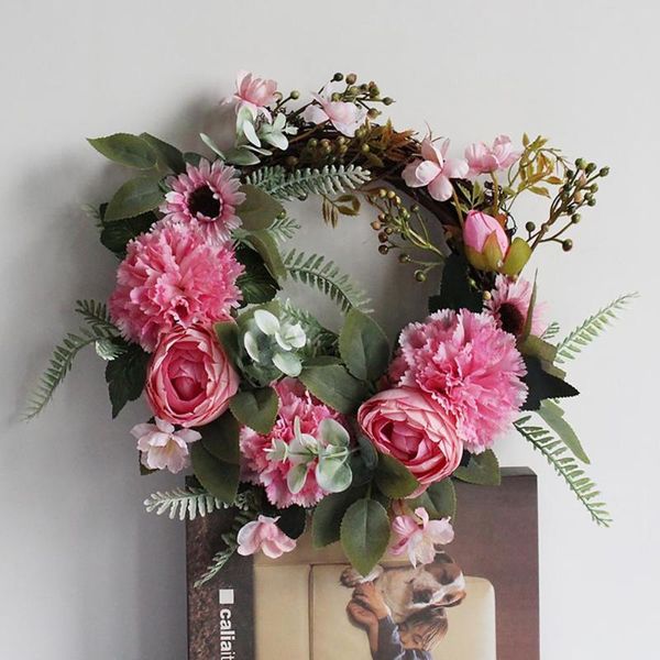 

decorative objects & figurines wear-resistant eye-catching imitation peony flower garland pendant plastic hanging artificial for wall