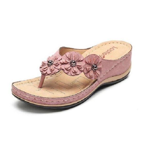 

slippers women summer flat sandal 4 colors sandales multicolor handmade retro flowers flip-flops sandalias mujer 1a35, Black