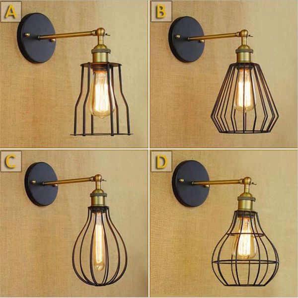 Lampada da parete Retro Industrial Metal Cage Corridor Loft Sconce Fixture Apliques Led Pared Illuminazione interna su e giù