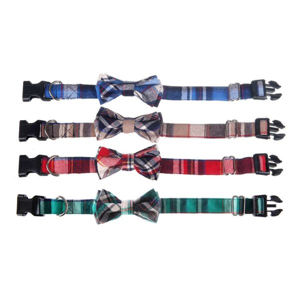 

pet seri cat dog british plaid bow collar