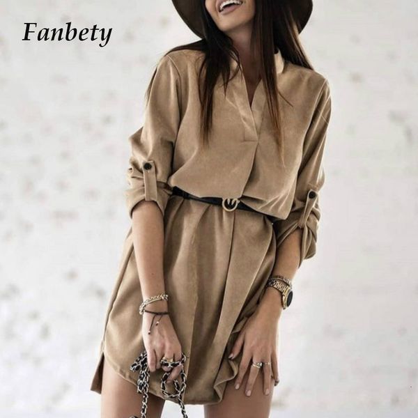 

2021 new women autumn adjusted long sleeve mini office ladies solid v neck irregular spring elegant party vestido wx4p, Black;gray