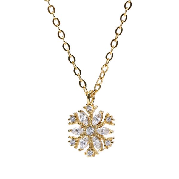 

s925 pure silver zircon snowflake necklace for women's senior niche design