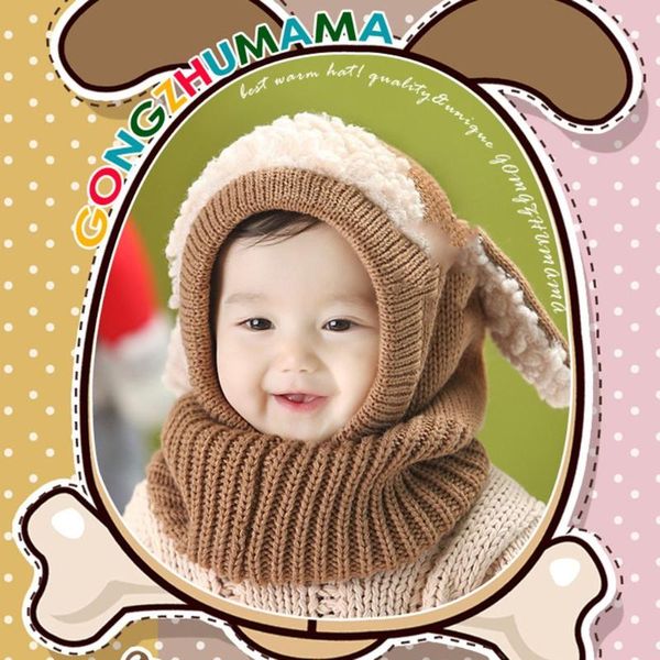

caps & hats baby winter fashion puppy shape jumper cap comfortable knitted hat bib cute knitting outdoor warm, Yellow