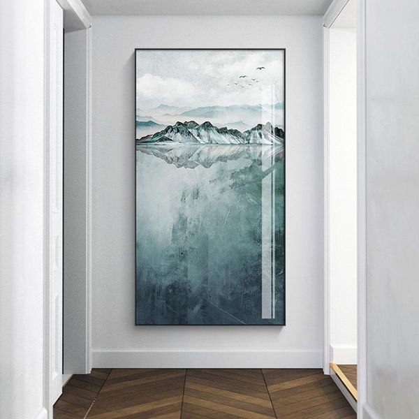 

paintings modern snow mountain pretty lake reflection posters and prints wall pictures for living room canvas painting