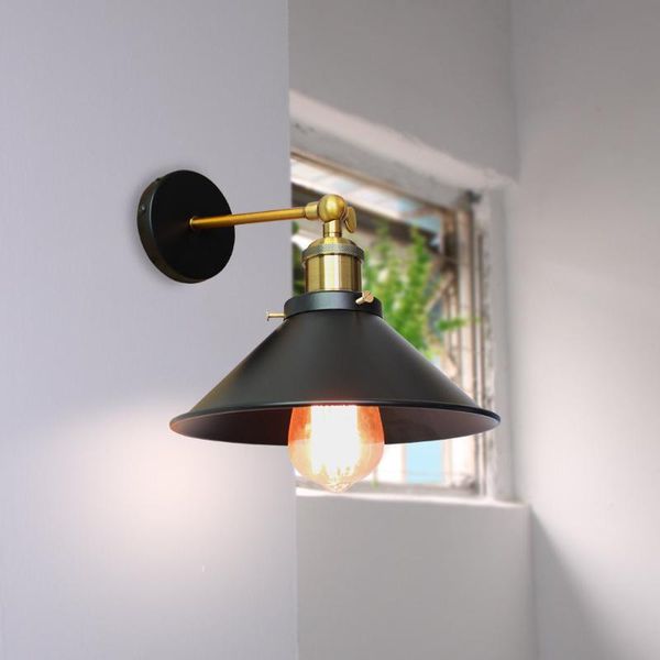 

vintage loft led wall lamp for home industrial decor retro bathroom lighting iron lampshade edison wall light fixtures zm911