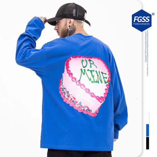 

hoodie fleeces sweater hoody men's wear | 2021 autumn and winter new high street fashion brand gong jun's same love cake printed, Black