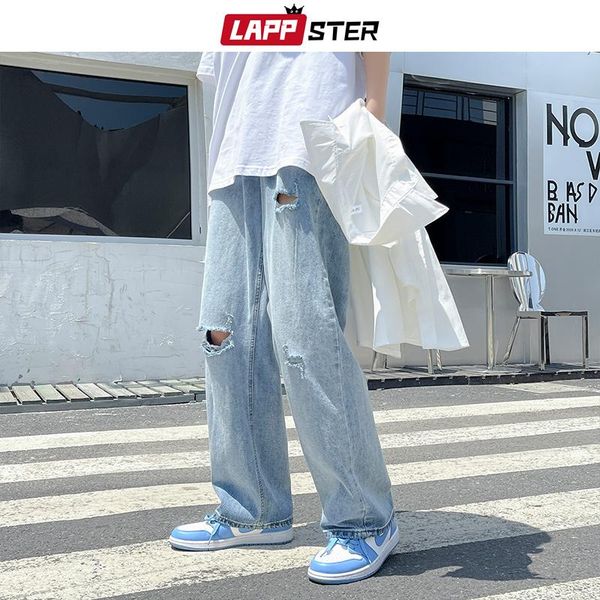 

men's jeans lappster men hole harajuku designer japanese streetwear pants 2021 mens korean fashion denim joggers male baggy 2xl, Blue