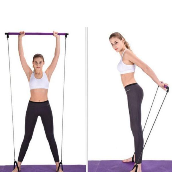 

yoga rally rod fitness rope puller fitness equipment yoga pull rods pilates bar rod kit elastic resistance bands portable home