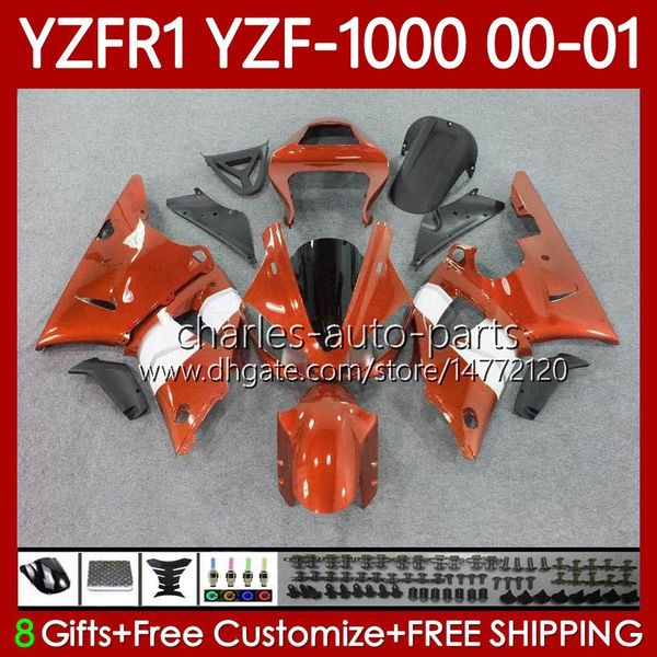 Kit corpo OEM per YAMAHA YZF-1000 YZF-R1 YZF 1000 CC R 1 2000 2001 2002 2003 Carrozzeria 83No.118 YZF R1 1000CC Arancione bianco 00-03 YZF1000 YZFR1 00 01 02 03 Carenatura moto