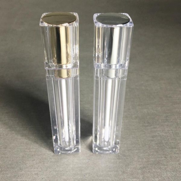 

storage bottles & jars wholesale 8ml square clear plastic acrylic lip gloss tube luxury gold empty lipgloss tubes liquid refillable