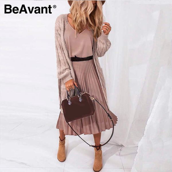 Beavant Verão Mulheres Midi Dress Spaghetti Strap Sólido Cor-de-rosa Pleated Secy Vestidos Moda Senhora Vestido Elegante Casuais Vestidos 210709