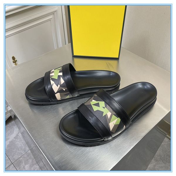 

2021ss fashion trend classic slippers summer luxury men beach big head slippers designer genuine leather flat sandals camouflage bath men sl, Black