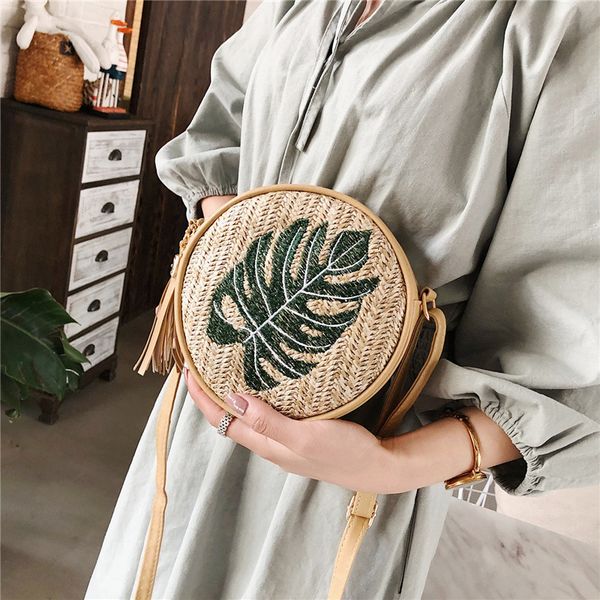 

fashion round straw bag for women mini crossbody shoulder bags designer purses and handbags woven tote luxury brand wallet