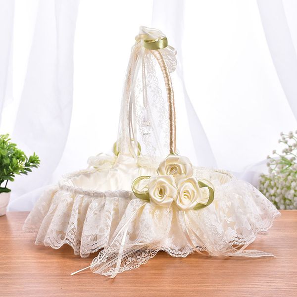 

wedding bamboo flower basket diamond lace basket