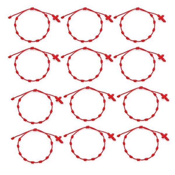 

charm bracelets boho simple 12pcs lucky knot red string cross adjustable friendship bracelet women kid black green brown wellow cord jewelry, Golden;silver