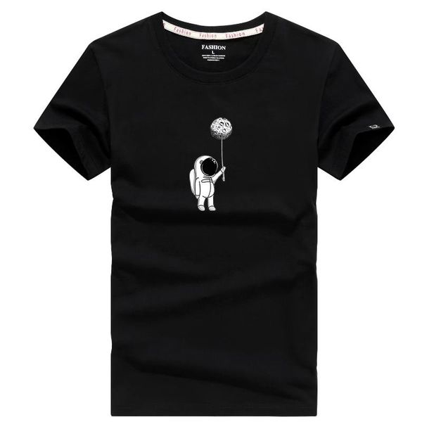 

men's t-shirts t-shirt 100% cotton casual short sleeve print design astronaut crew neck street s-5xl, White;black