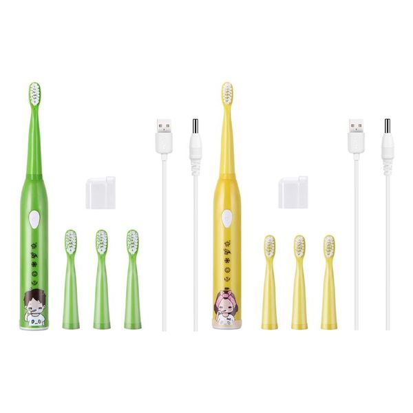 

smart electric toothbrush 5-mode children's usb charger with 3 replacement heads