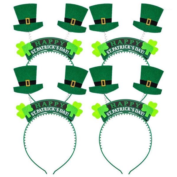

christmas decorations 8 pieces st. patrick's day snap-on headband green head boppers- shamrock clover/hat - party costume