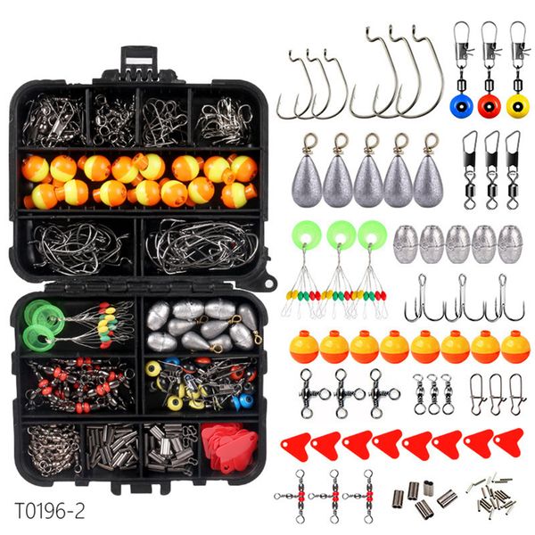 20 conjuntos 263pcs / conjunto de pesca tackle kit acessórios incluindo ganchos de gancho BACKS BASS Casting WikiSe pesos Gira Snaps Slides Slides Caixa de armazenamento