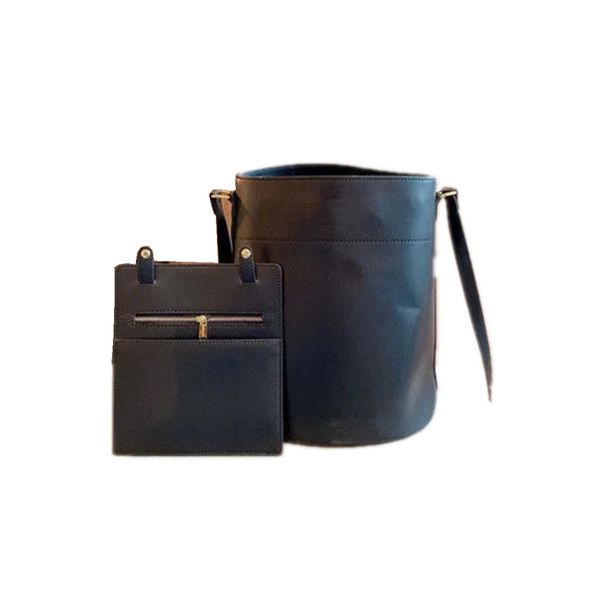 

new large capacity calfskin versatile bucket bag single shoulder messenger female