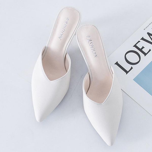 

sandals 2021 white elegant office shoes women high heels 5cm slip on slip-on comfortable ladies, Black