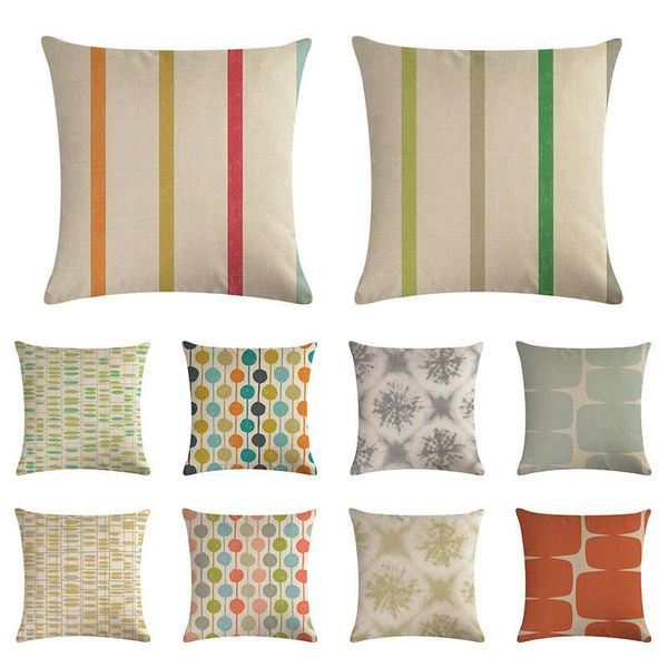 

cushion/decorative pillow color stripe cushion cover irregular splicing linen chair bed household decoration 45x45cm