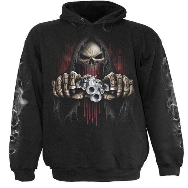 

revolver pattern 3d printing hoodie visual impact party punk goth round neck american sweater hoodie, Black