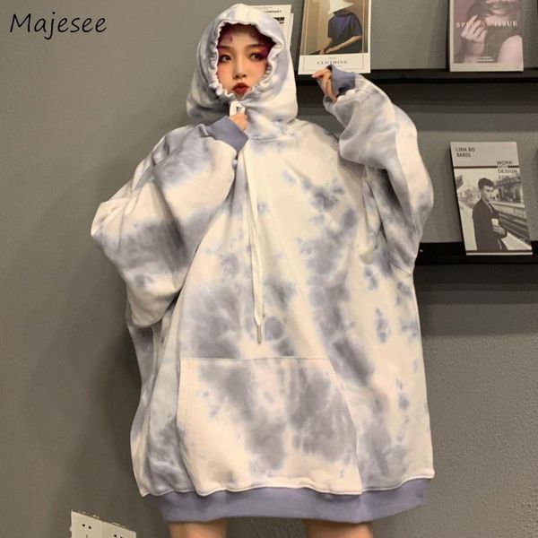 

hoodies womens oversize hooded tie dye long sleeve korean style harajuku loose couple casual streertwear female pullovers trendy, Black