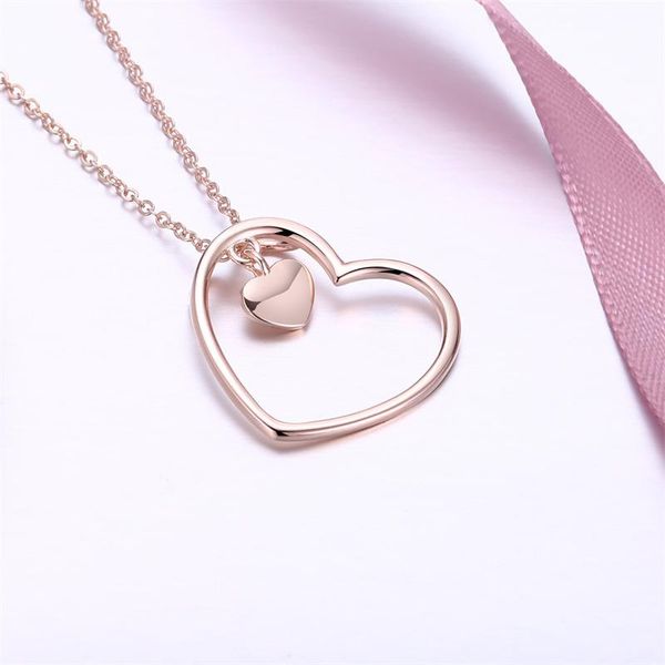 

chains sterling silver necklace sweet heart-shaped glossy elegant ladies