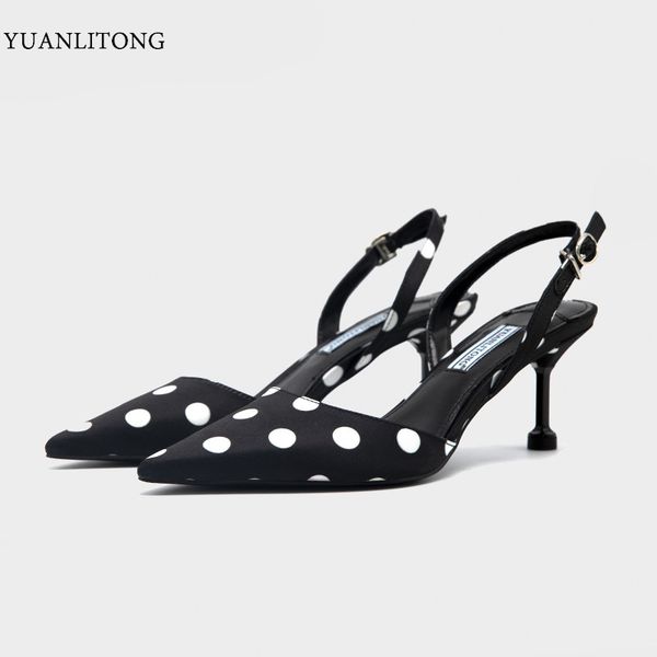 

2021 spring pointed sandals women's back space thin heel high heel women's shoes fashion single shoes yuanlitong, Black