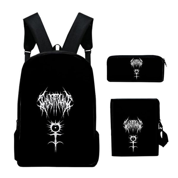 Mochila Ghostemane Merch Cosplay Conjunto 3 Peças Meninos Meninas Mochila Escolar Bolsa Transversal Estojo Lápis Crianças Laptop Mochila