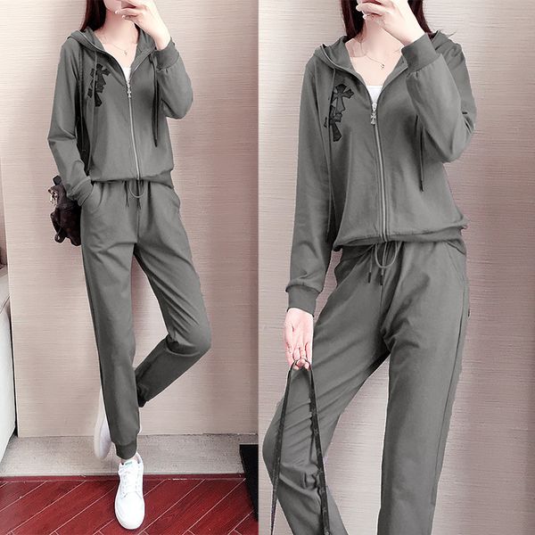 

crosin leather brand c chao * h crowe heart cross long sleeve hooded jacket pants suit for men and women, Black;white