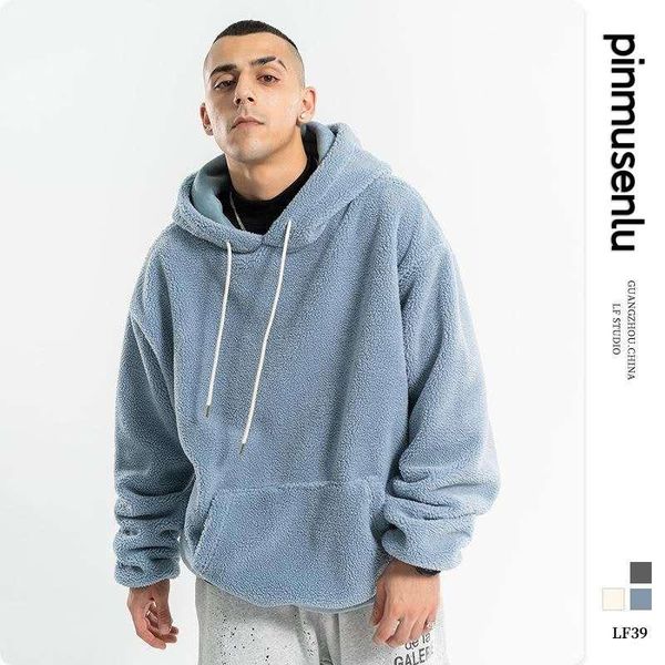 

men's hoodies & sweatshirts 2021 winter products fashion casual solid color polar fleece loose, Black
