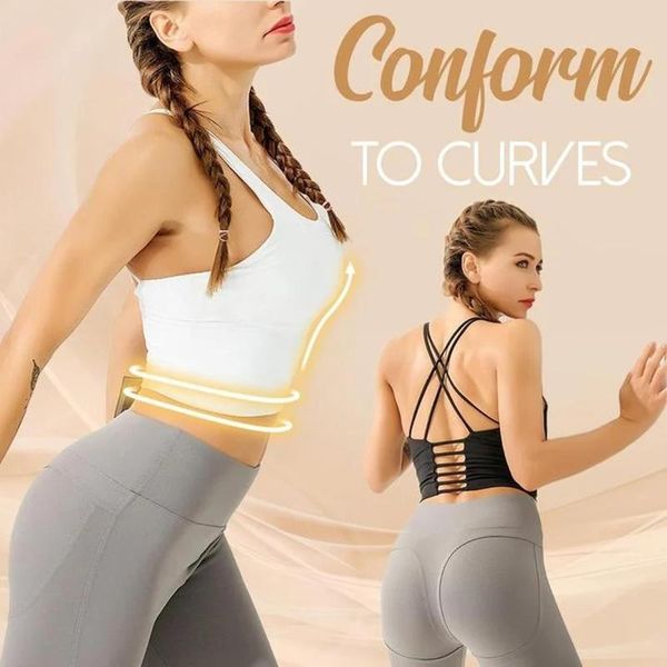 

2021 strappy pull-on sports bra with cross back design padded yoga tank fitness underwear for women x85, White;black