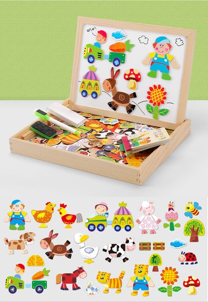 Kits de construção de modelos Toys Toys Wooden Magnetic Puzzle/Animal