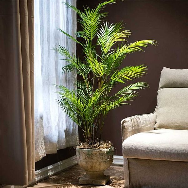 98cm 15 cabeças grandes palmeira tropical plantas artificiais ramo palmeira falsa folhas reais toque plástico folhagem decoração do escritório 211104