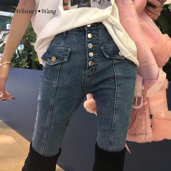 

women's jeans whitney wang 2021 autumn fashion streetwear skinny boot cut women stylish jodhpurs denim pants1, Blue