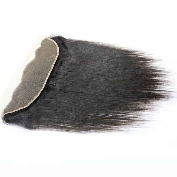 

13x4 peruvian hair lace frontal closure with 4 bundles straight brazilian human hair full lace frontal pieces ear to ear, Black;brown