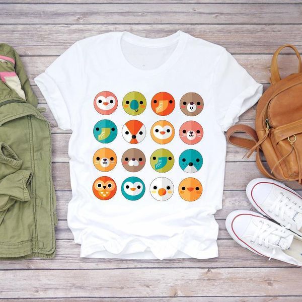

women animal cute casual cartoon printing fashion print lady t-shirts womens graphic t shirt ladies female tee t-shirt, White