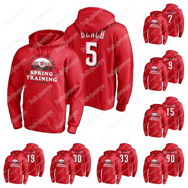 

cincinnati 2021 spring training hoodie jesse winker johnny bench eugenio suarez nick senzel ken griffey jr delino deshields baseball jersey, Blue;black