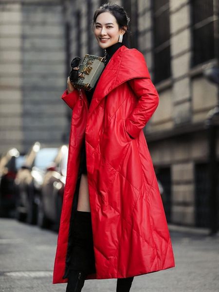 

women's leather & faux real 200% genuine jacket autumn winter coat women clothes korean vintage sheepskin down chaqueta mujer zt442772, Black