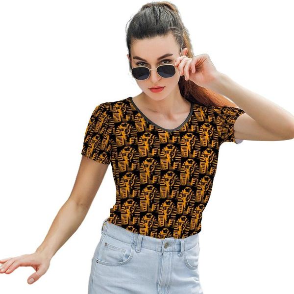 

women's t-shirt king tut tee shirt pattern ladies t o neck kawaii short-sleeve street style polyester, White